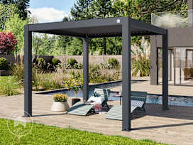 10x10 ft Pergola, Aluminum Louvered Roof, Anthracite