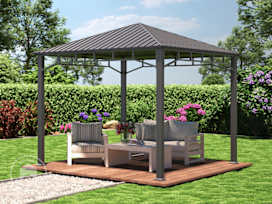 10x10ft Hardtop Gazebo Sunset Superior, Gray 10x10ft Hardtop Gazebo Sunset Superior, Gray