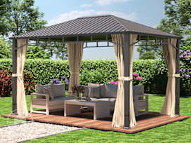 10x13ft Hardtop Gazebo Sunset Superior, Champagne 10x13ft Hardtop Gazebo Sunset Superior, Champagne