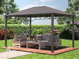 10x13ft Hardtop Gazebo Sunset Superior, Gray 10x13ft Hardtop Gazebo Sunset Superior, Gray