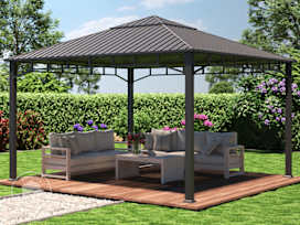 13x13ft Hardtop Gazebo Sunset Superior, Gray 13x13ft Hardtop Gazebo Sunset Superior, Gray