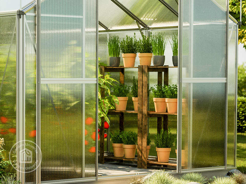 Greenhouse 7.4 x 12.6 ft, 3 skylights, (GFPV00047) | Gardenuniverse