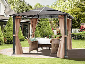 10x10ft Hardtop Gazebo Rendezvous Deluxe, Cappuccino