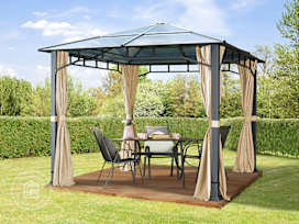 10x10ft Hardtop Gazebo Sunset Deluxe, Champagne