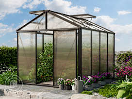 ROYAL 7.7 x 10.2 ft Greenhouse, 16mm Twin-Wall Polycarbonate Panels, Anthracite Gray