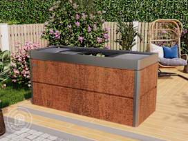 30” Tall Raised Garden Bed (2.8' x 6.6'), Corten Steel, Rust-Like Finish, Incl. Cold Frame Attachment