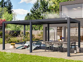 10x20 ft Pergola, Aluminum Louvered Roof, Anthracite