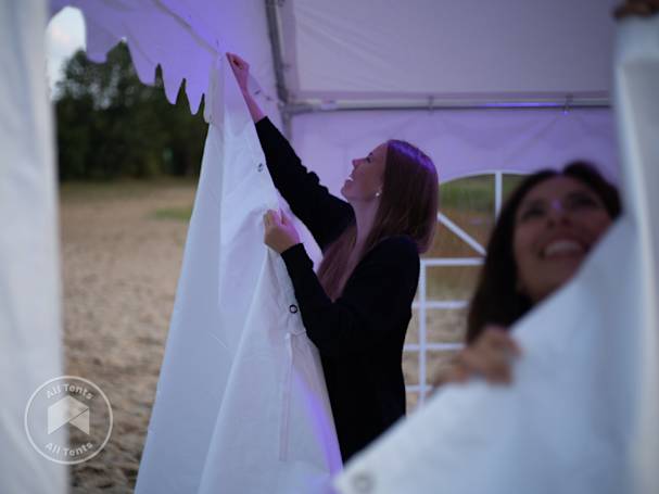 attaching party tent sidewall