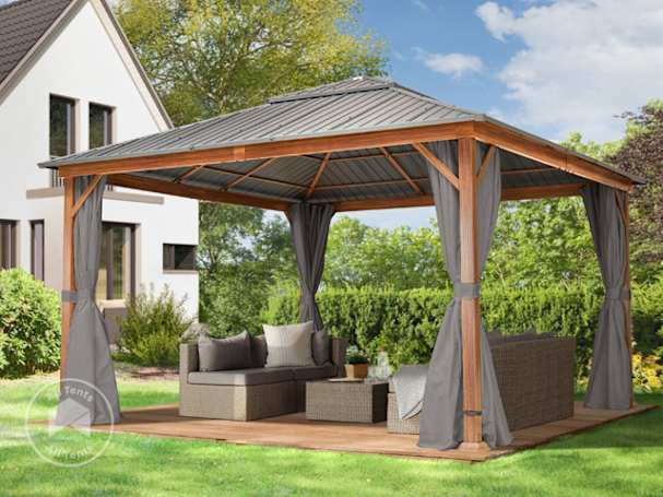 wood finish gazebo